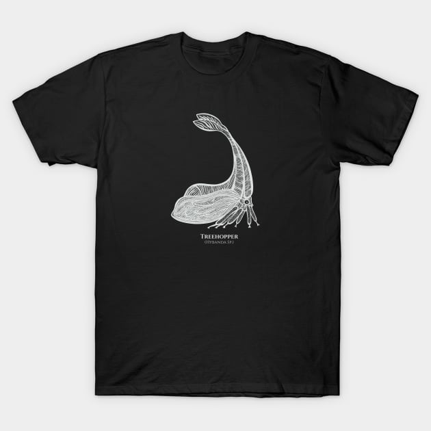 Y-Horned Treehopper Bug with Common and Scientific Names T-Shirt by Green Paladin